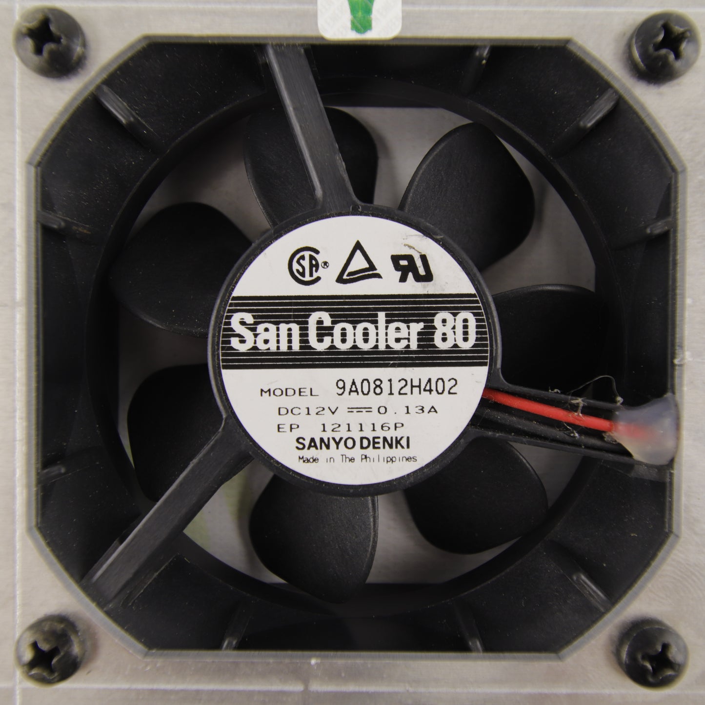 Sanyo Denki San Cooler 80 | Model 9A0812H402 | 12V DC | 0.13A