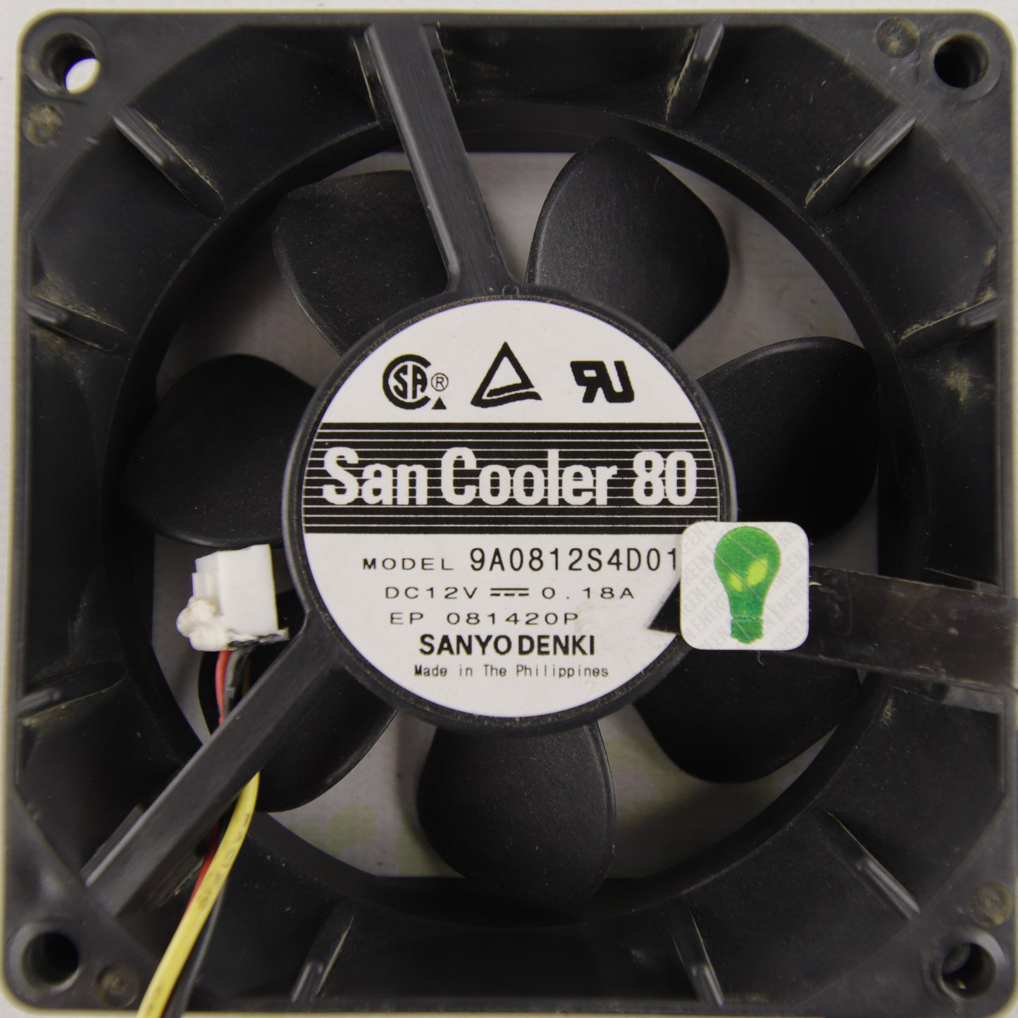 Sanyo Denki San Cooler 80 | 9A0812S4D01 | 80mm Cooling Fan | 12V DC | 0.18A