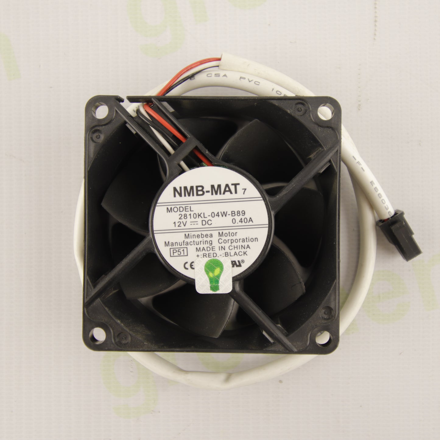 NMB-MAT 2810KL-04W-B89 12V DC 0.40A Axial Cooling Fan – Minebea Motor – Wired Connector