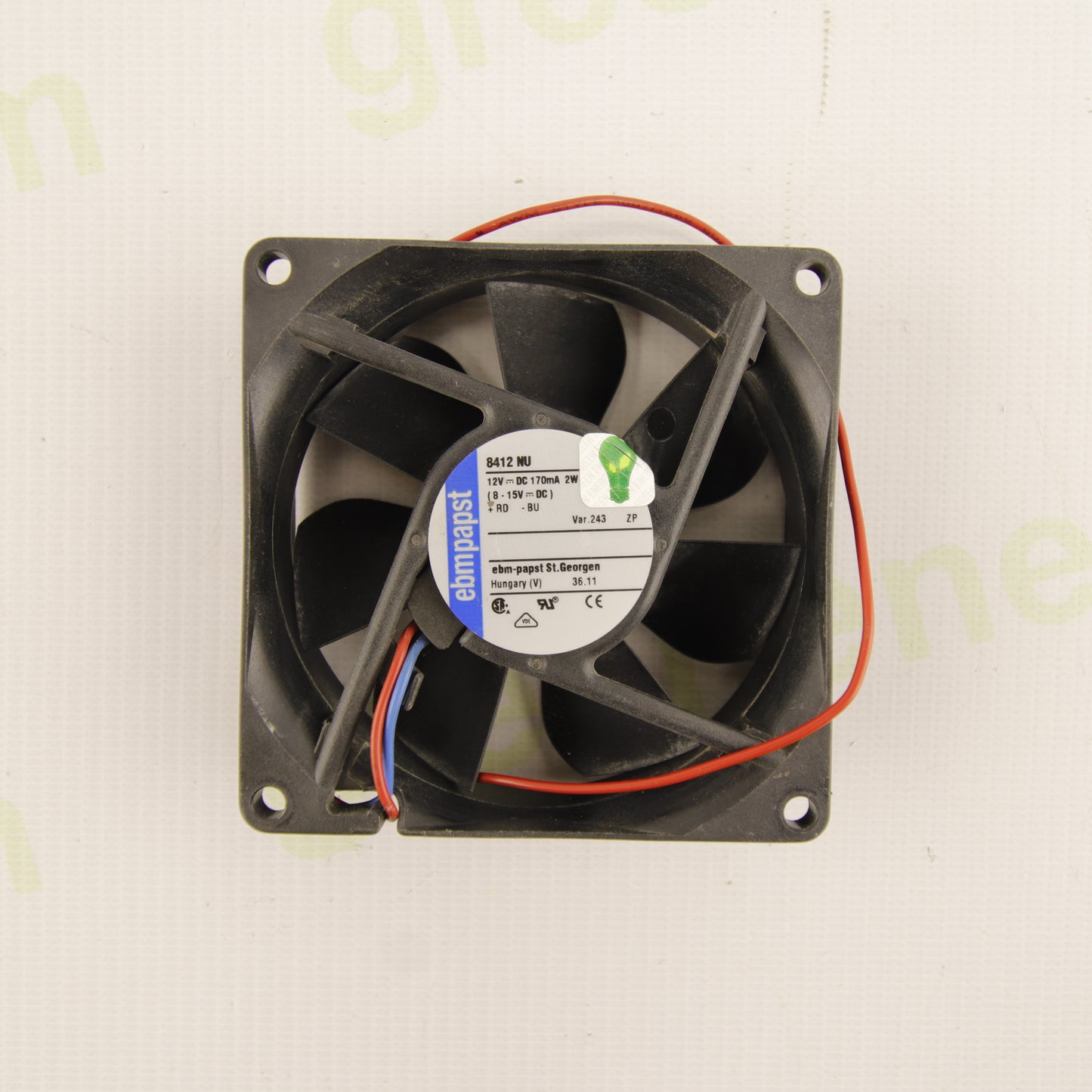 ebm-papst 8412 NU | 80 mm Axial Cooling Fan | 12 VDC | 2 W | 2-Wire | Industrial Cooling