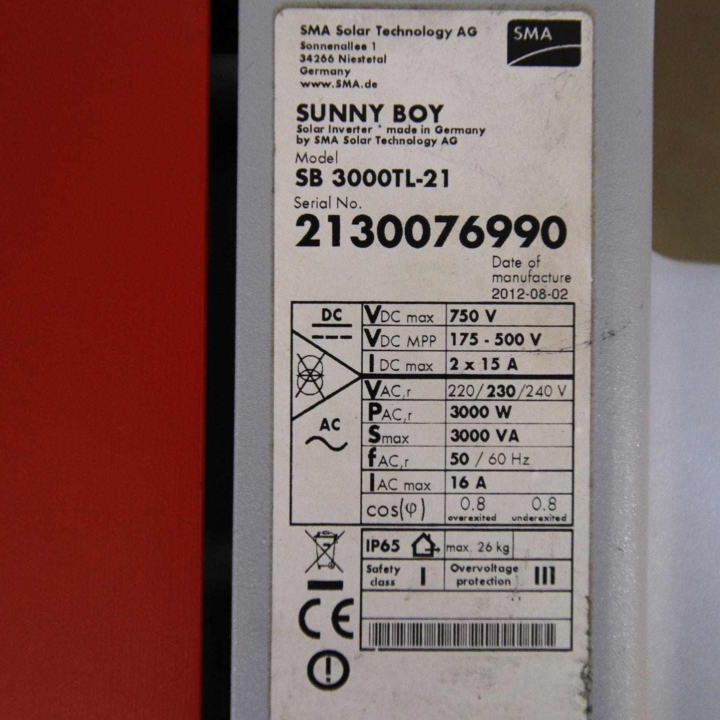 SMA Sunny Boy SB 3000TL-21 3 kW Single-Phase On-Grid Photovoltaic Inverter Dual MPPT 230 V IP65 – Made in Germany