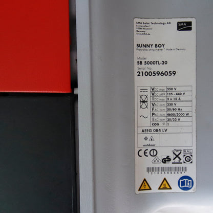 SMA Sunny Boy SB 5000TL-20 | 5 kW String Inverter | Dual MPPT | Single-Phase | IP65 | Transformerless
