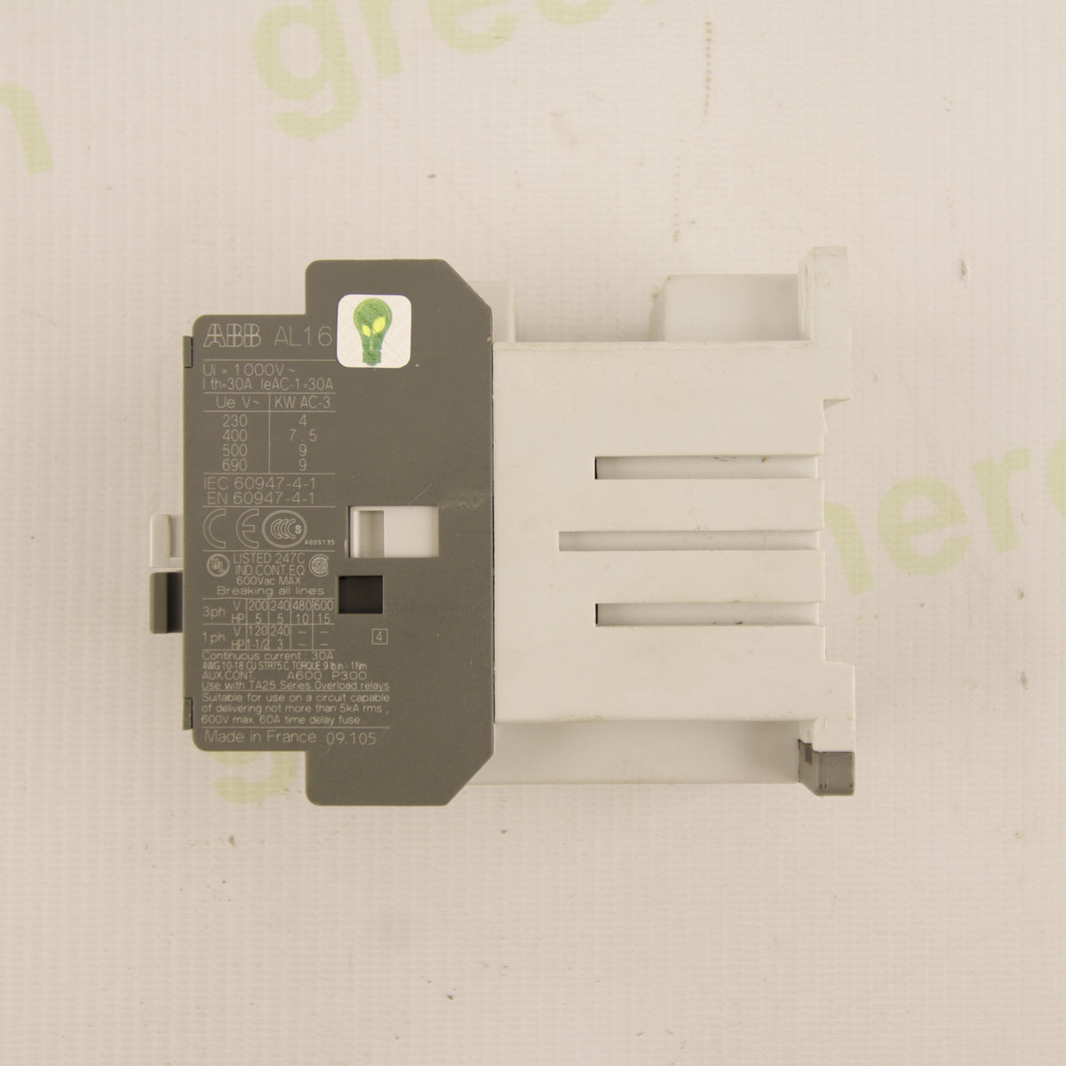 ABB AL16-30-10 Power Contactor | 3-Pole | 30 A | 690 V AC | DC Coil | 1NO Auxiliary Contact | IEC 60947