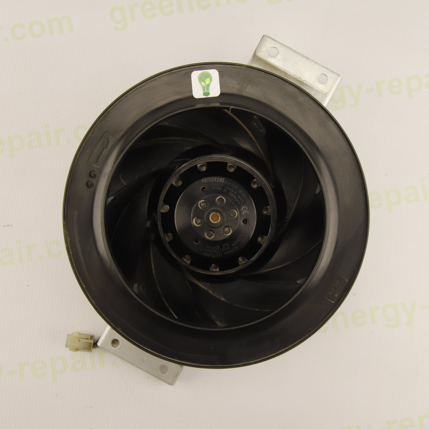 ebm-papst R2E225-BD92-40 | Industrial Centrifugal Blower | 230 VAC | 225 mm | Backward Curved | Complete with Capacitor & Mounting Bracket