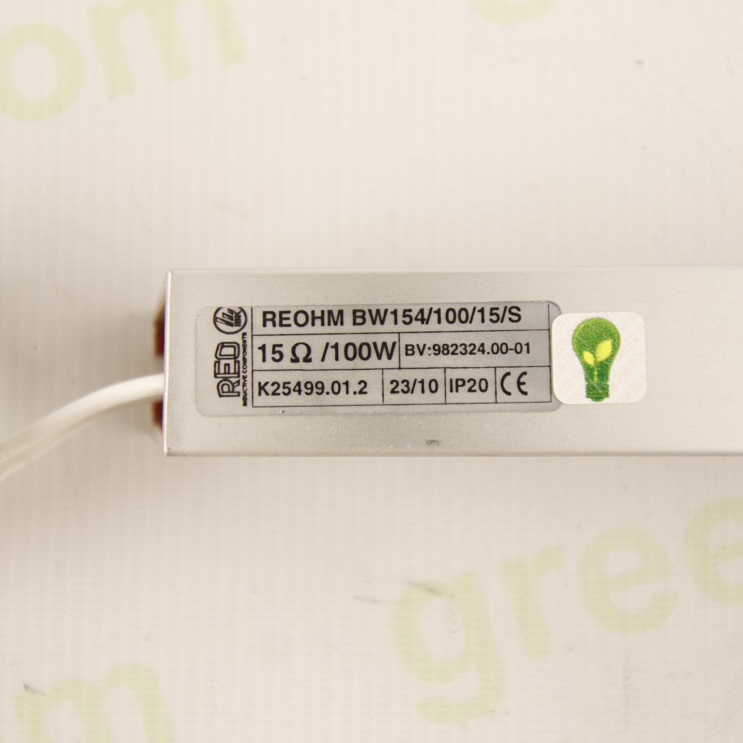 REOHM BW154/100/15/S Power Resistor | 15 Ω | 100 W | IP20 | Finned Metal Housing | CE |