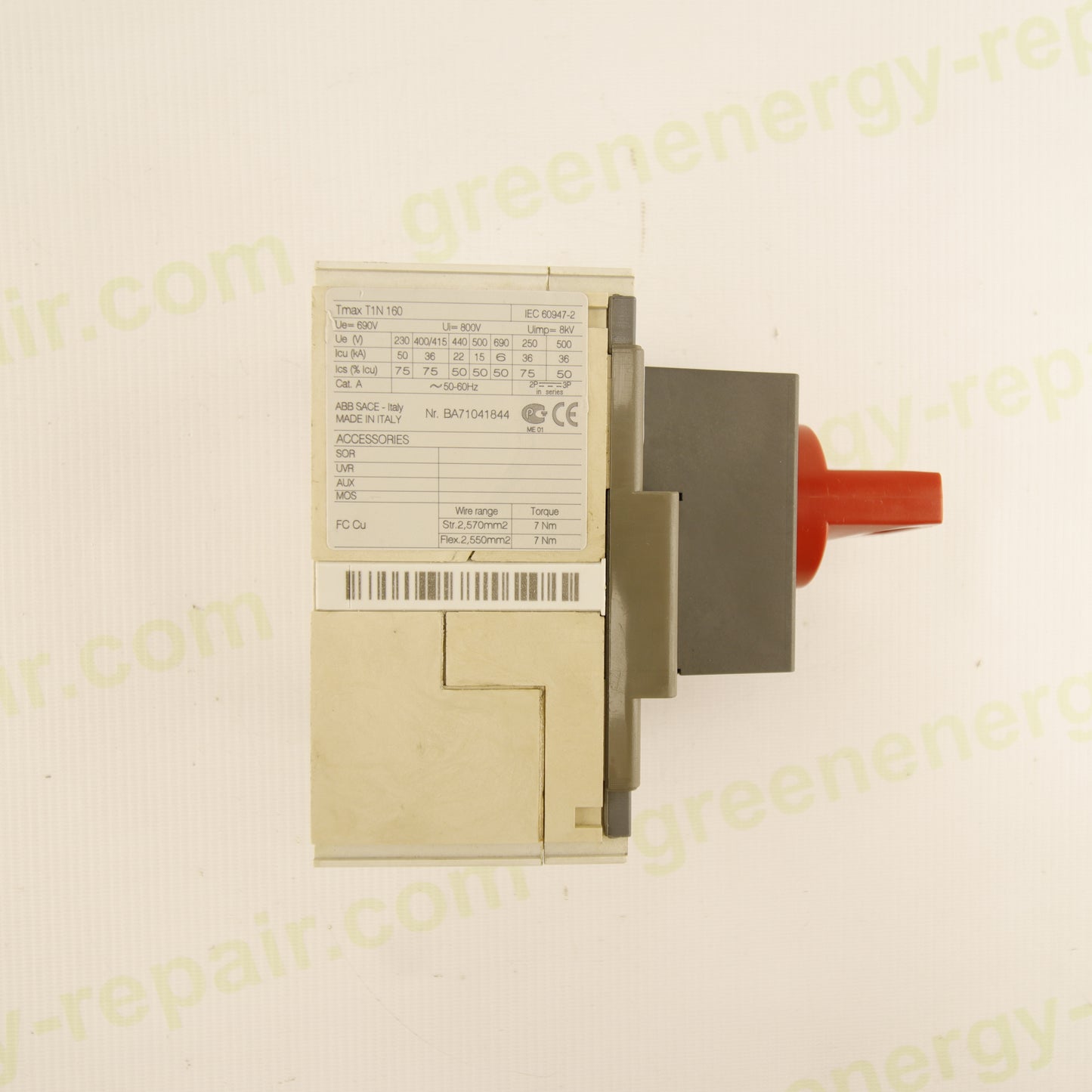 ABB SACE Tmax T1N 160 | 160 A | 3-Pole MCCB | 690 V AC | Ui 800 V | Uimp 8 kV | Icu up to 50 kA | IEC 60947-2