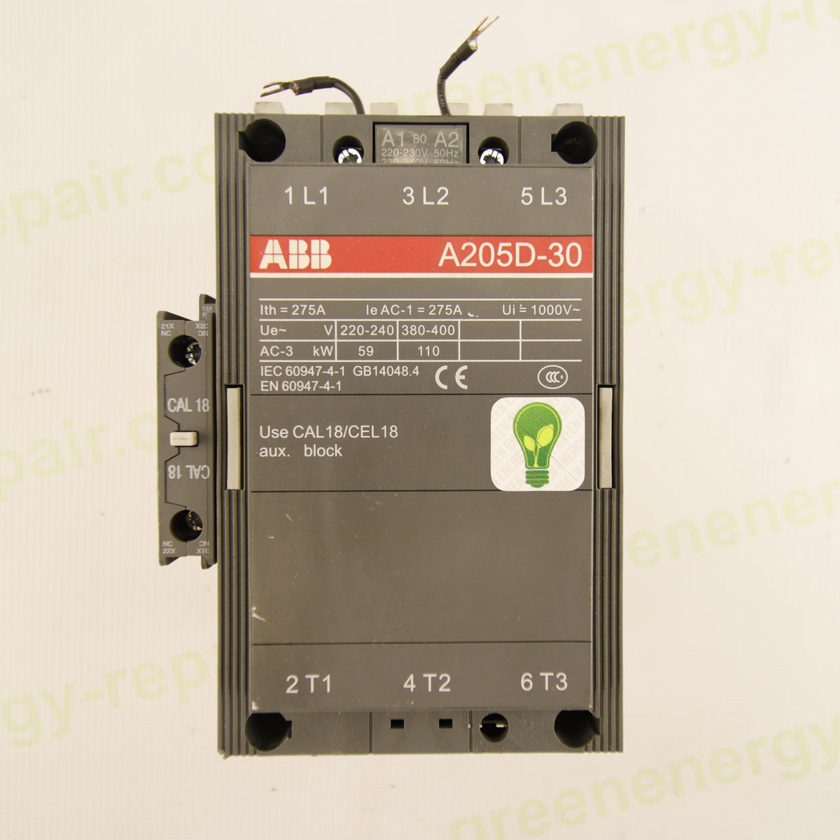 ABB A205D-30 | 3-Pole Industrial Power Contactor | 275 A | 1000 V AC | 220–230 V AC Coil | CAL18 1NO+1NC | IEC 60947-4-1