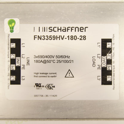 Schaffner FN3359HV-180-28 | 3-Phase EMC Filter | 180 A