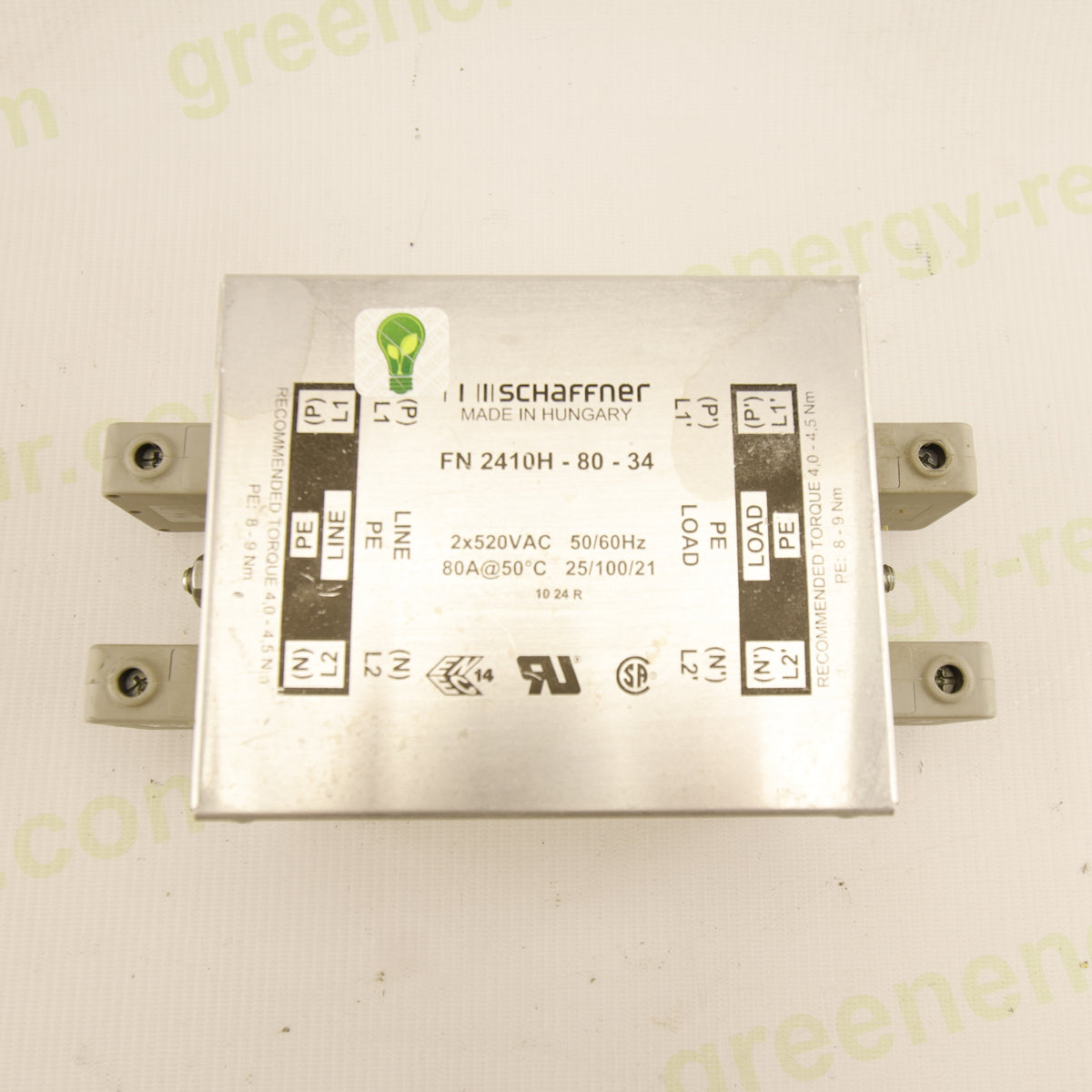 Schaffner FN 2410H-80-34 EMC Filter | 2-Phase | 80A | 520V AC