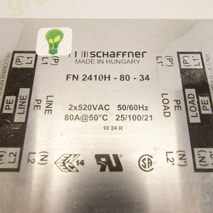 Schaffner FN 2410H-80-34 EMC Filter | 2-Phase | 80A | 520V AC