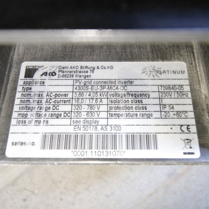 Diehl Platinum 4300S | 4.05 kW | Single-Phase PV Inverter