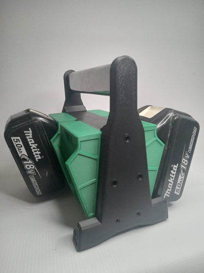 Professional portable holder for 18V Li-Ion batteries. Designed to hold 4 batteries
