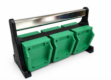 Professional portable holder for 18V Li-Ion batteries. Designed to hold 6 batteries