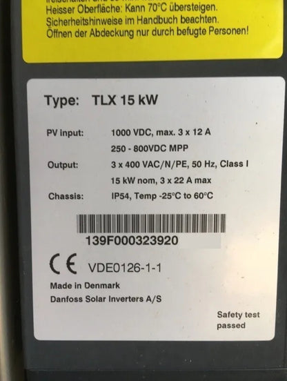 DANFOSS TLX 15KW 15000W 380VAC Трифазен регенериран 3mppt фотоволтаичен инвертор