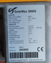 SolarMax 3000S 2.5kva max 3kw 3000w Solar Max 230vac PV Inverter