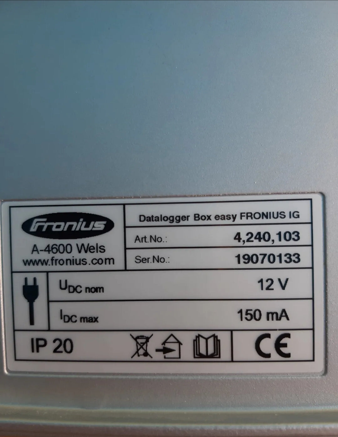 easy FRONIUS IG 4,240,103 A-4600 Wels photovoltaic monitoring dataloger box