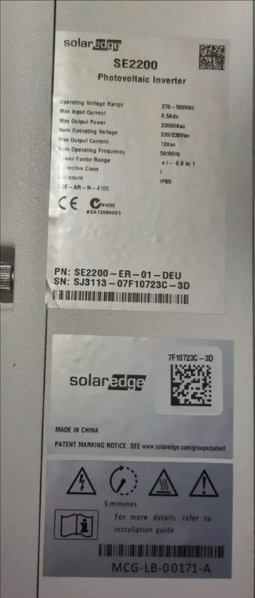 SOLAREDGE SE2200 2.2KW SOLAR EDGE 230VAC ФОТОВОЛТАИЧЕН ИНВЕРТОР