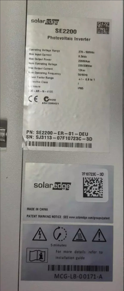 SOLAREDGE SE2200 2.2KW SOLAR EDGE 230VAC ФОТОВОЛТАИЧЕН ИНВЕРТОР