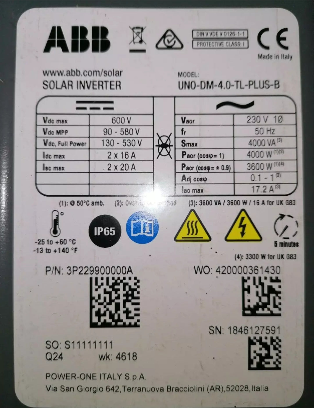 ABB UNO DM4.0 UNO-DM-4.0-TL-PLUS-B 4kW 4000W еднофазен 230VAC PV мрежов инвертор