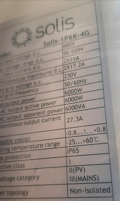 SOLIS 1P6K-4G 6000W 6KW монофазен 230vac WIFI фотоволтаичен инвертор включен