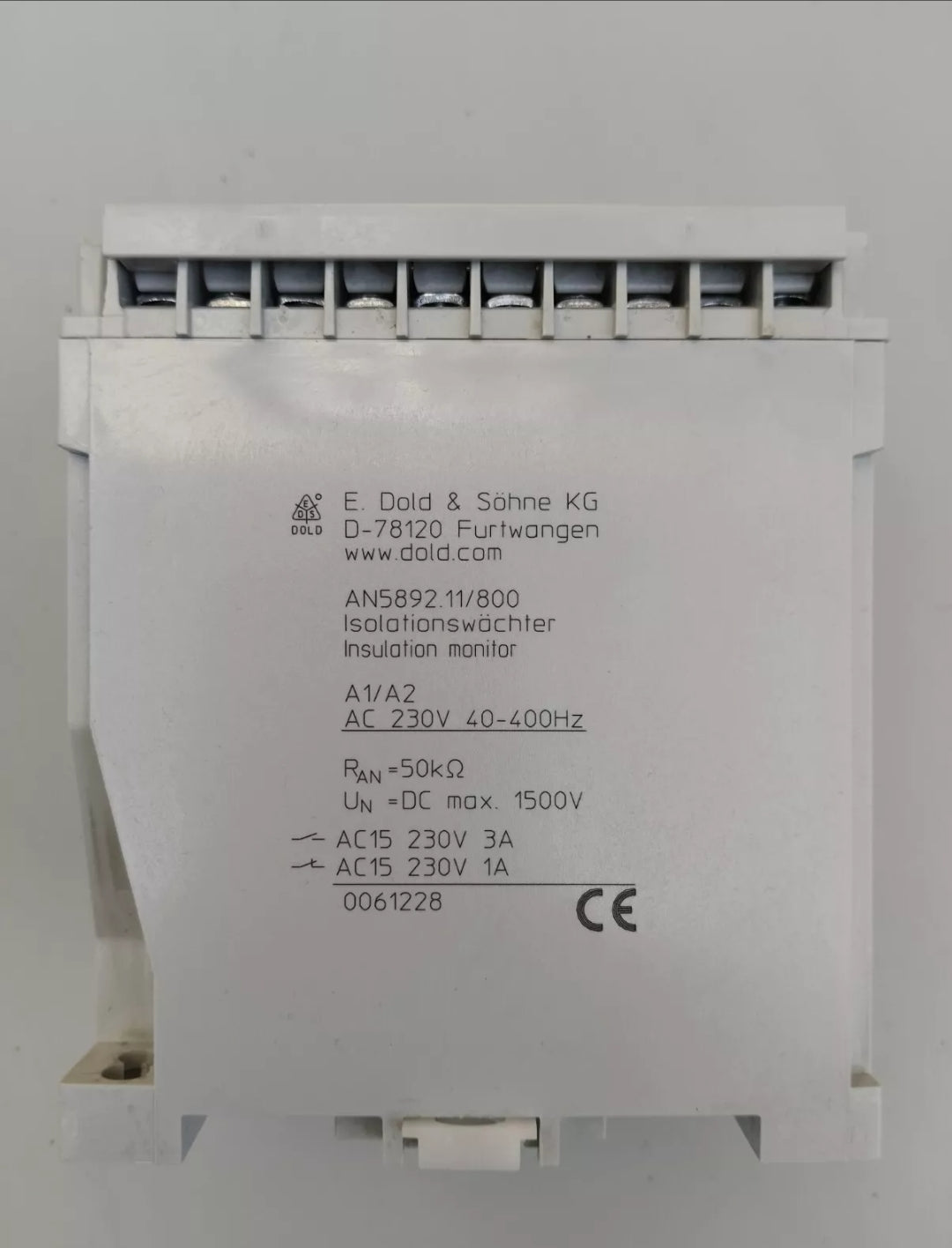 RISO DOLD AN5892 11/800 Photovoltaic Inverter Insulation Monitoring