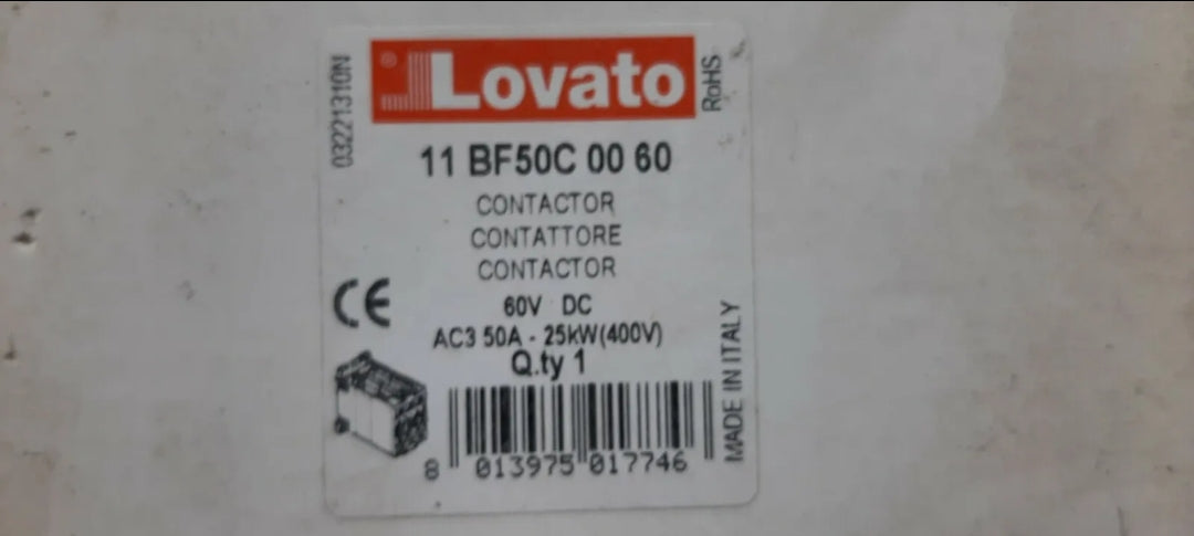 Lovato CONTACTOR 11 BF50C 00 60 AC3 50A 60V DC