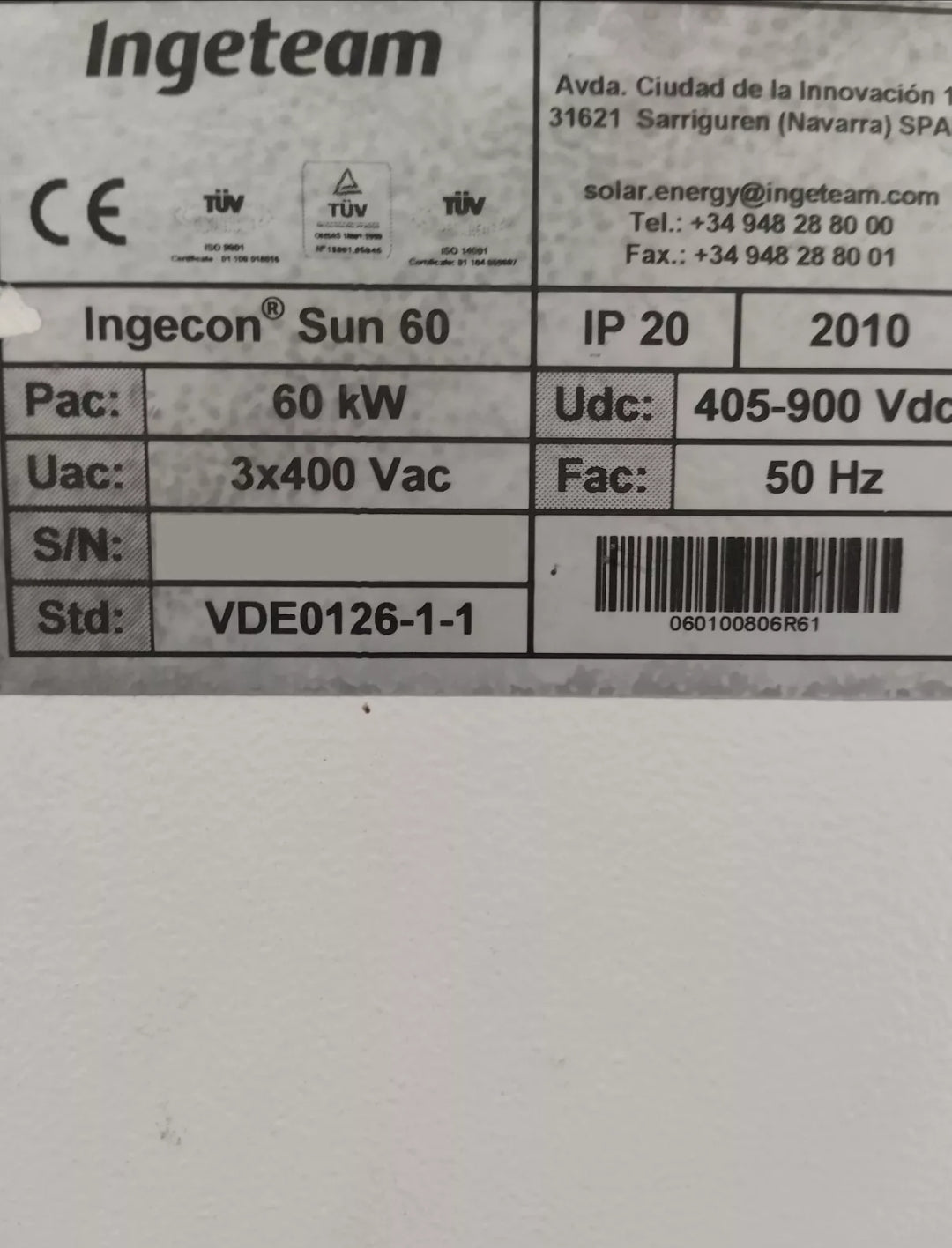 INGETEAM INGECON SUN 60 60kw централен инвертор с Beam Beam