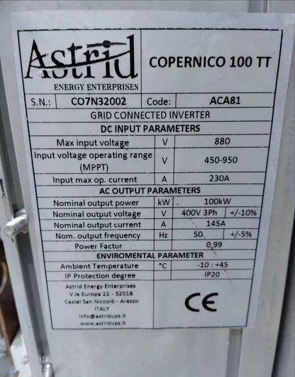 Astrid Copernicus 100kW Astrid COPERNICUS 100TT Inverter Module