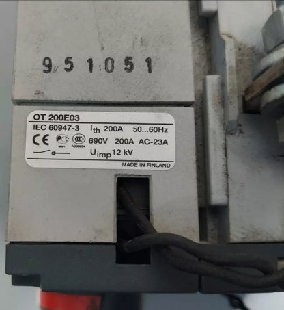 ABB Thermal Magnet OT 200E03 200A 50...60Hz 690V 200A AC-23A MADE IN FINLAND