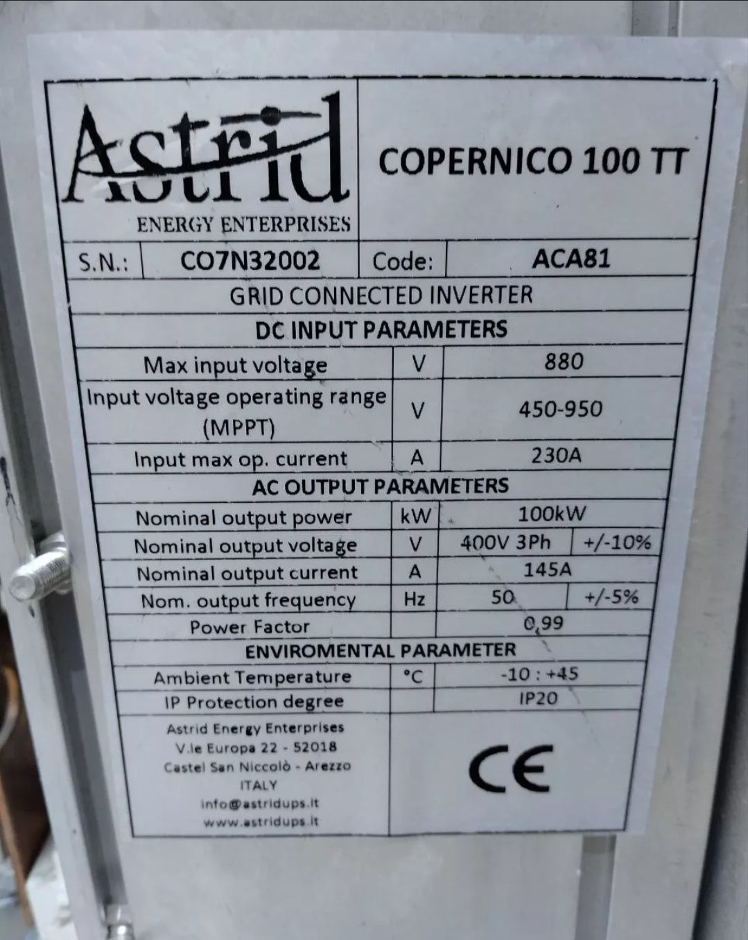 Astrid COPERNICO 100TT PB322003A PB322 BB0412 PB322002 PB322004A DR-ST Card