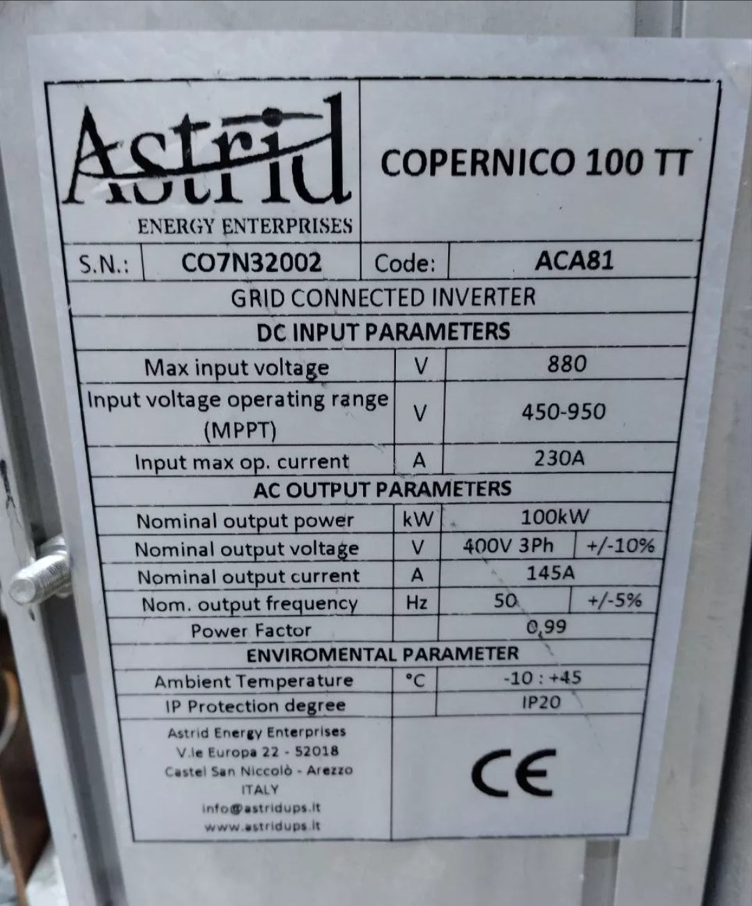 Astrid COPERNICO 100TT PB369003A PB369A PB369002 PB369004A REM-PV СЛОТ