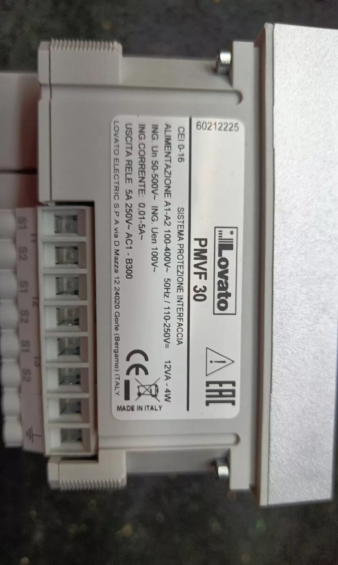 LOVATO PMVF 30 CEI 0-16 INTERFACE PROTION SYSTEM POWER SUPPLY 100-400V 50Hz