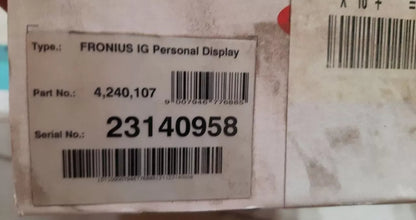 MONITORAGGIO FRONIUS DATCOM IG PERSONAL DISPLAY 4,240,107 IP20 DC max 500mA