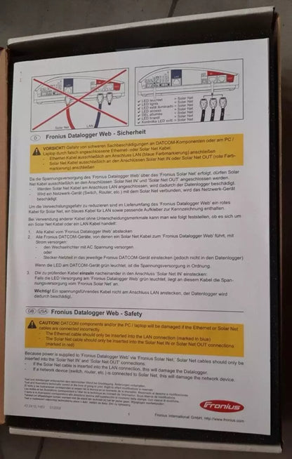 FRONIUS DATCOM DATALOGGER WEB MONITORING 4,240,122 12V 120mA IP20