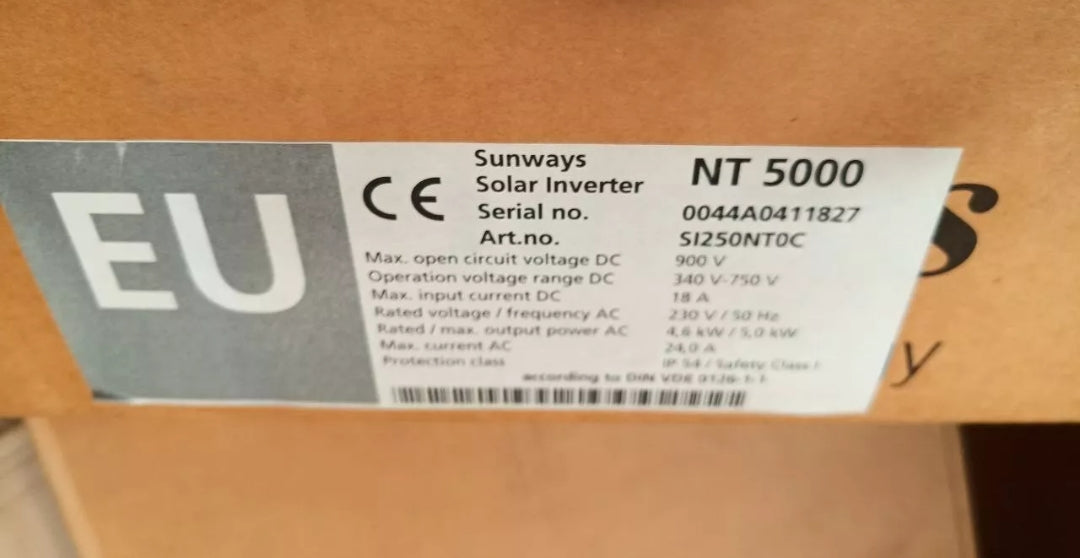 Sunways Solar Inverter NT5000 900V 18A 5kW