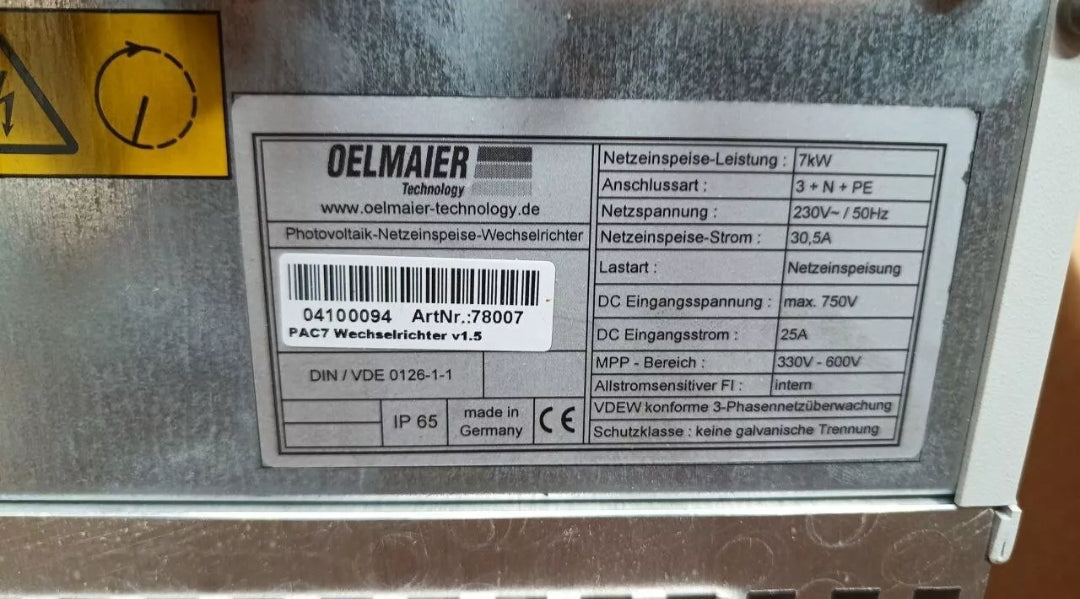 inverter PAC OELMAIER 7kW 25A PAC7 v1.5