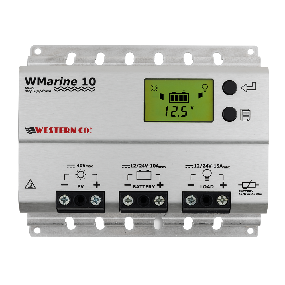 WMARINE10 MPPT Buck-Boost Charge Controller | 10A, 12/24V, LCD Display, Twilight Function | 5-Year Warranty