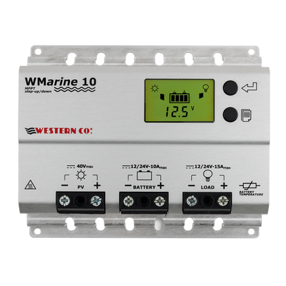WMARINE10 MPPT Buck-Boost Charge Controller | 10A, 12/24V, LCD Display, Twilight Function | 5-Year Warranty