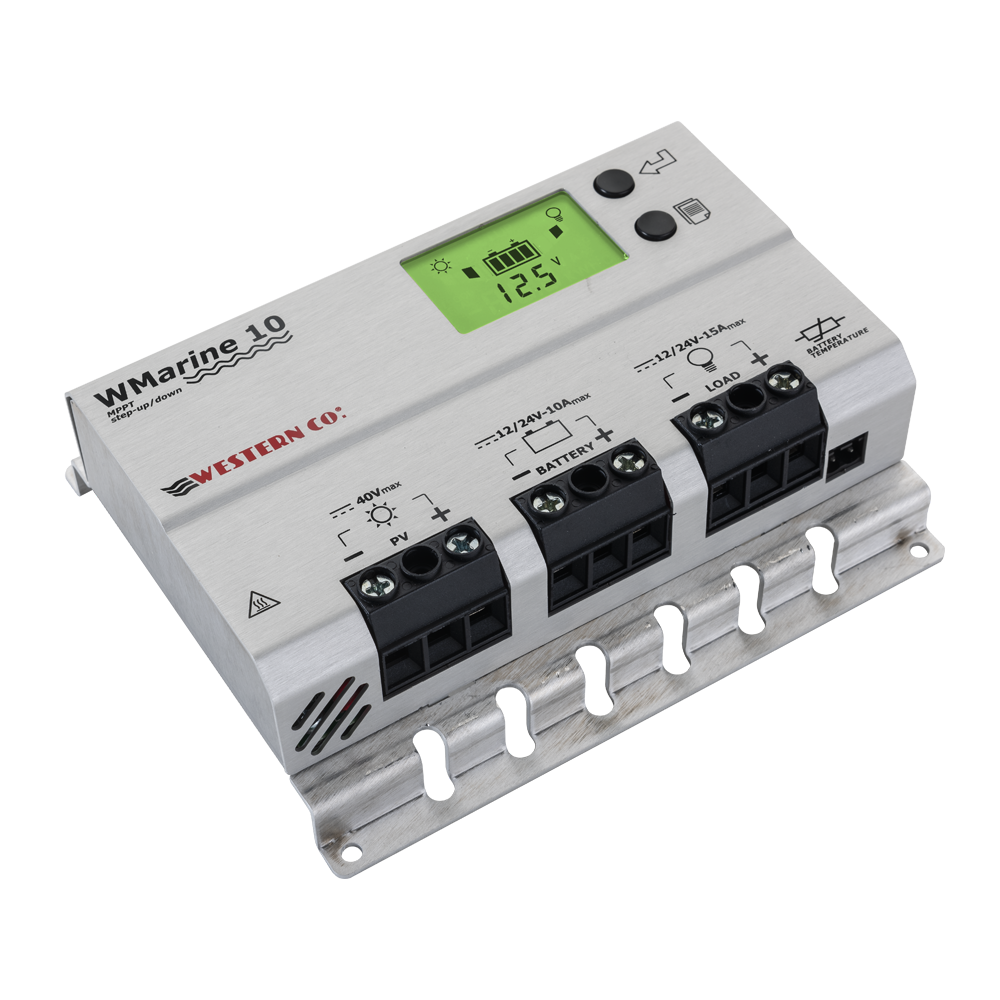 WMARINE10 MPPT Buck-Boost Charge Controller | 10A, 12/24V, LCD Display, Twilight Function | 5-Year Warranty
