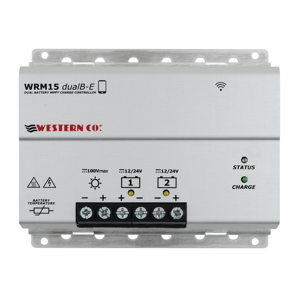WRM15 Dual Battery MPPT Charge Controller | 15A, 12/24V | Bluetooth® App Control | For Boats & Caravans | 5-Year Warranty