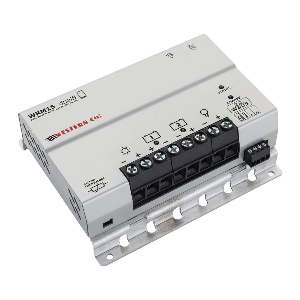 WRM15 Dual Battery MPPT Charge Controller | 15A, 12/24V | Bluetooth® App Control | For Boats & Caravans | 5-Year Warranty
