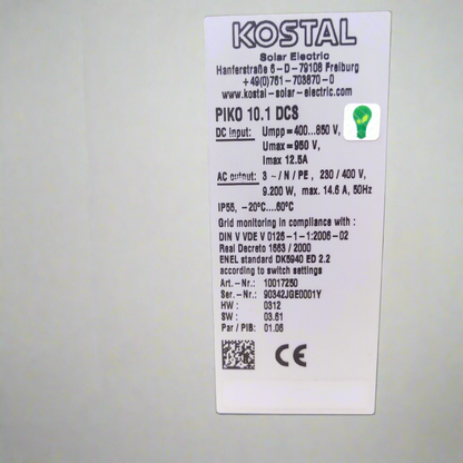 KOSTAL PIKO 10.1 DCS | 10 kW | 3-Phase 380V | 3 MPPT | Solar PV Inverter
