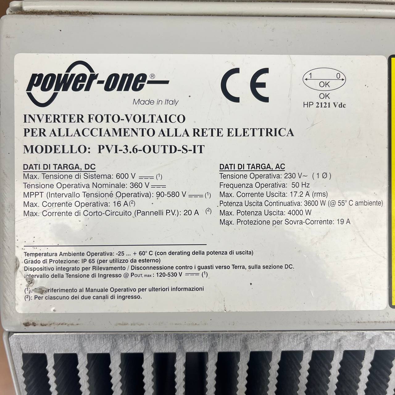 ABB Aurora UNO Solar Inverter PVI-3.6-TL-OUTD-S 3.6kW