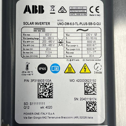 ABB UNO-DM-6.0-TL-PLUS-SB-G-QU | 6.0kW Single-Phase PV Inverter
