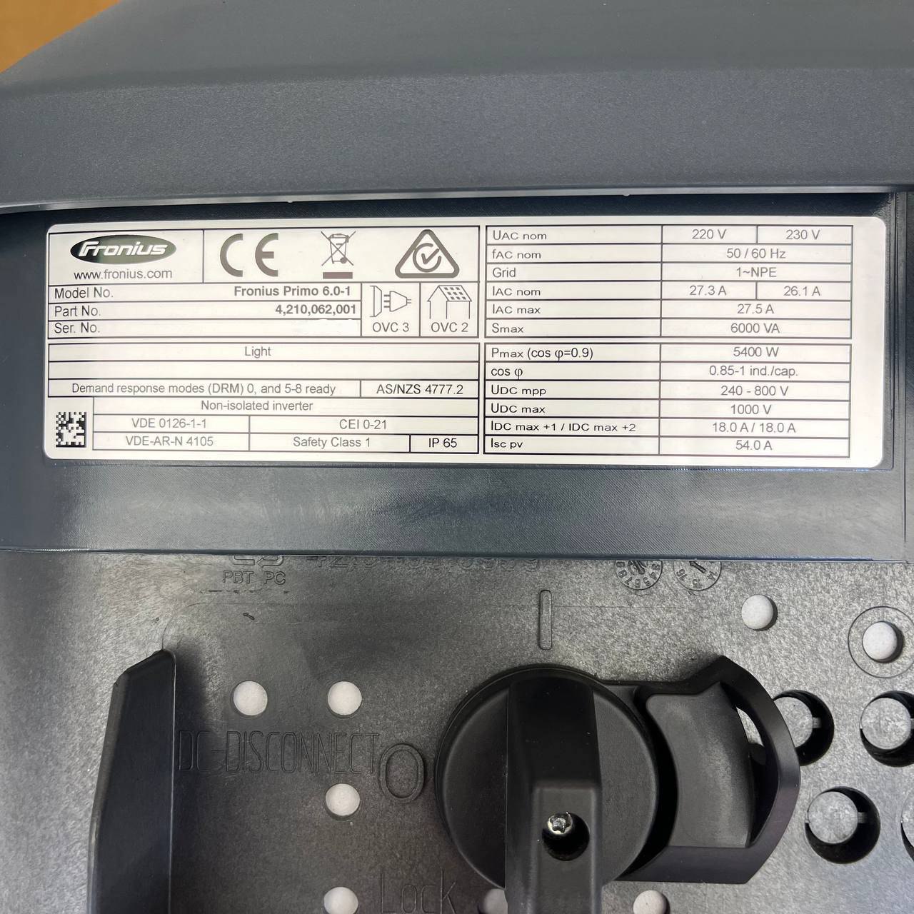Fronius Primo 6.0-1 | 6.0 kVA | Single-Phase Solar Inverter | Wi-Fi | 2 MPPT | IP65 | For Residential Systems