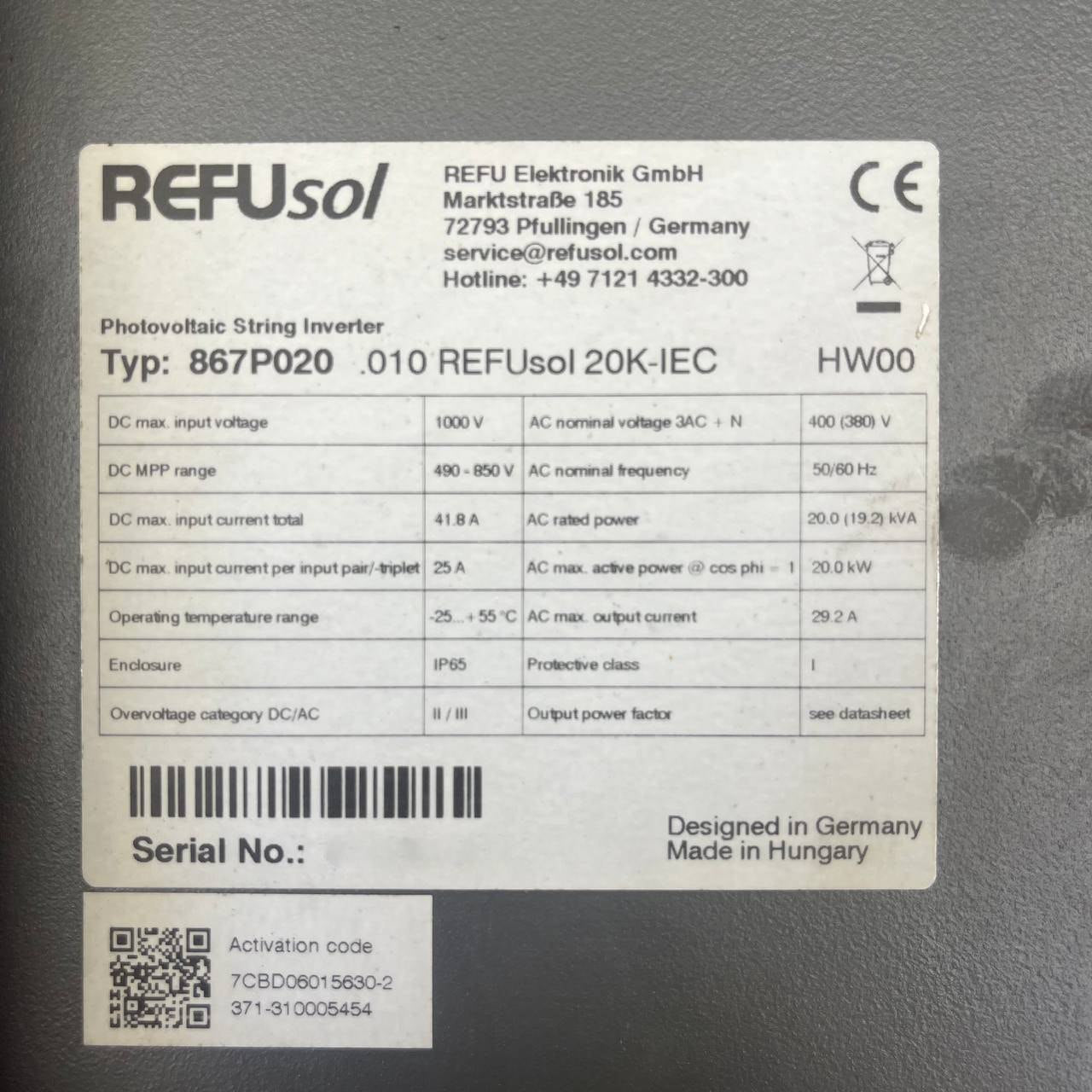 REFUsol 20K-IEC (Typ 867P020.010) | 20 kW 3-Phase Solar Inverter