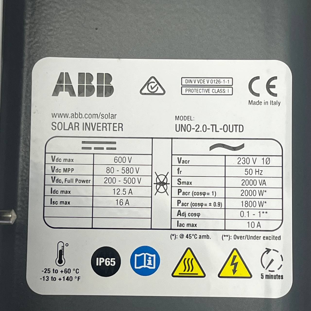 ABB UNO-2.0-TL-OUTD | 2.0 kW Single-Phase PV Inverter | 230 V AC