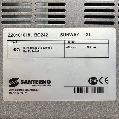 Santerno SUNWAY 21 Power Module Set | 2x Inverter Units | 16.2 kW | 3-Phase | 1 MPPT