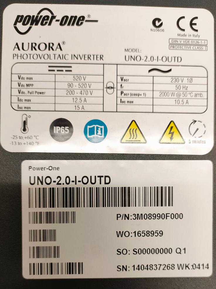 AURORA UNO-2.0-I-OUTD 2KW 2000W ABB Fimer Еднофазен 230VAC PV мрежов инвертор