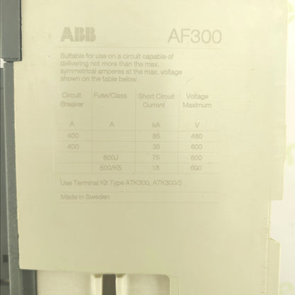 ABB AF300-30 Contactor | 3-Pole | 600V AC / 500A | 100–250V AC/DC Coil | Industrial Motor Starter